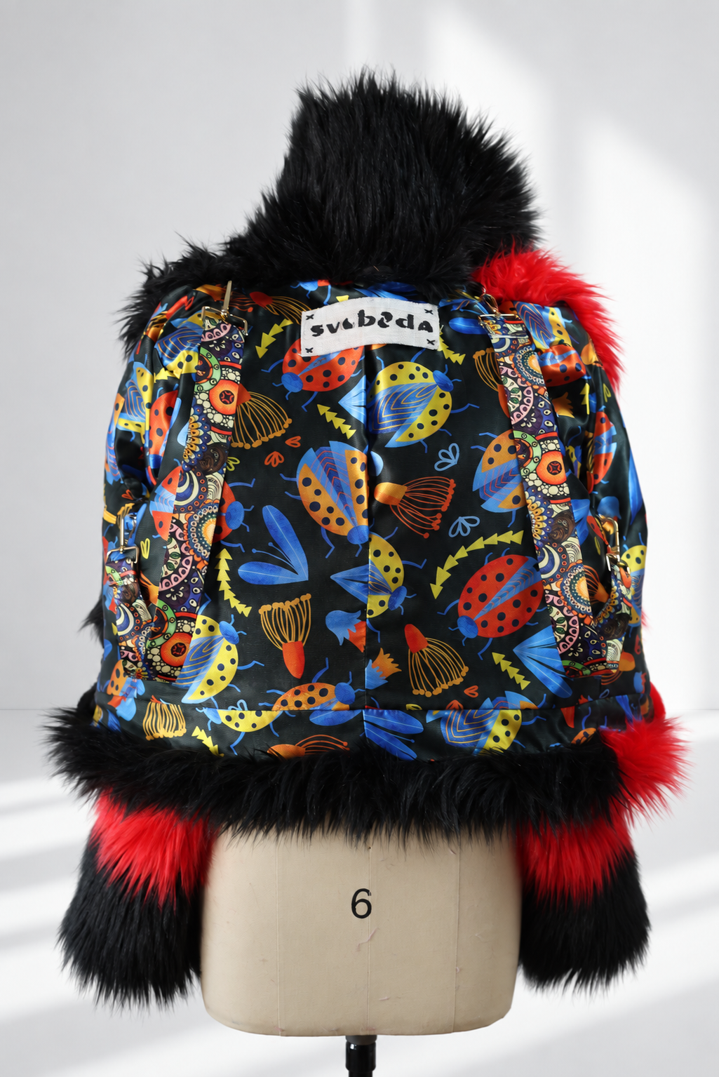 "LADY BUG "CROPPED FAUX FUR COAT