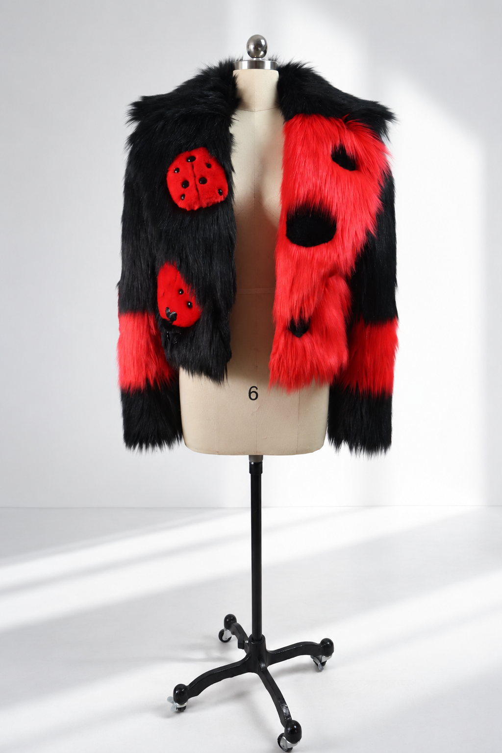 "LADY BUG "CROPPED FAUX FUR COAT
