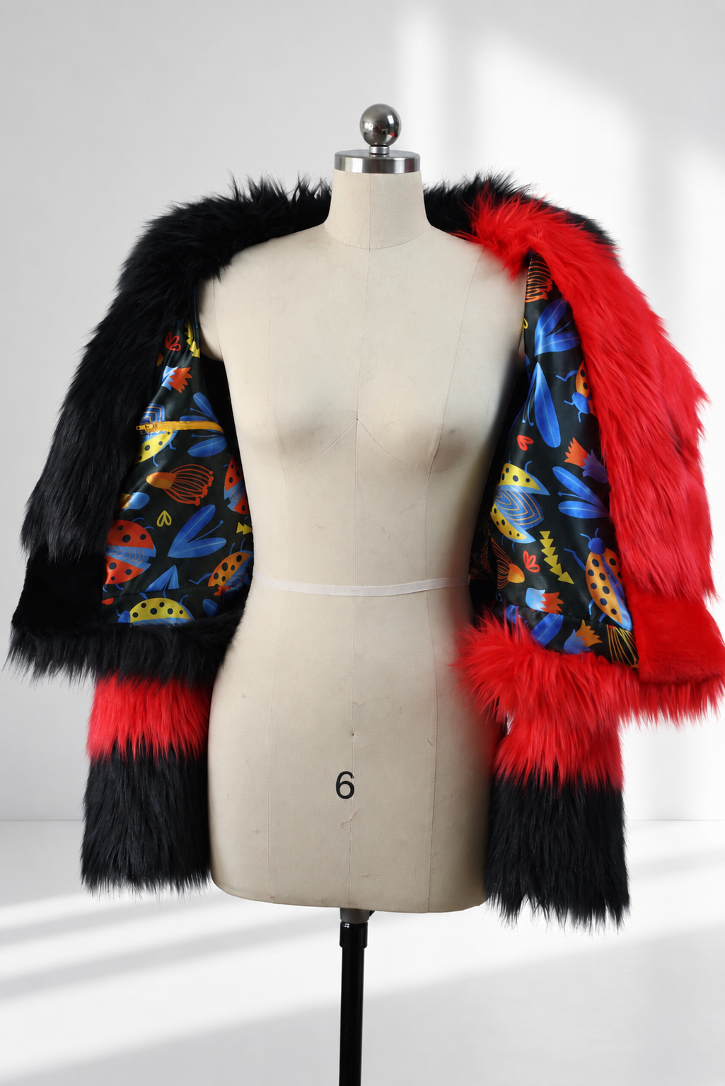 "LADY BUG "CROPPED FAUX FUR COAT
