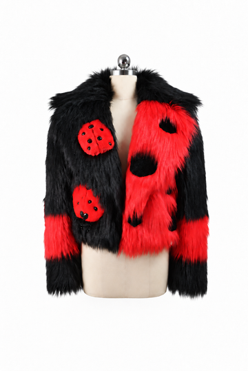 "LADY BUG "CROPPED FAUX FUR COAT