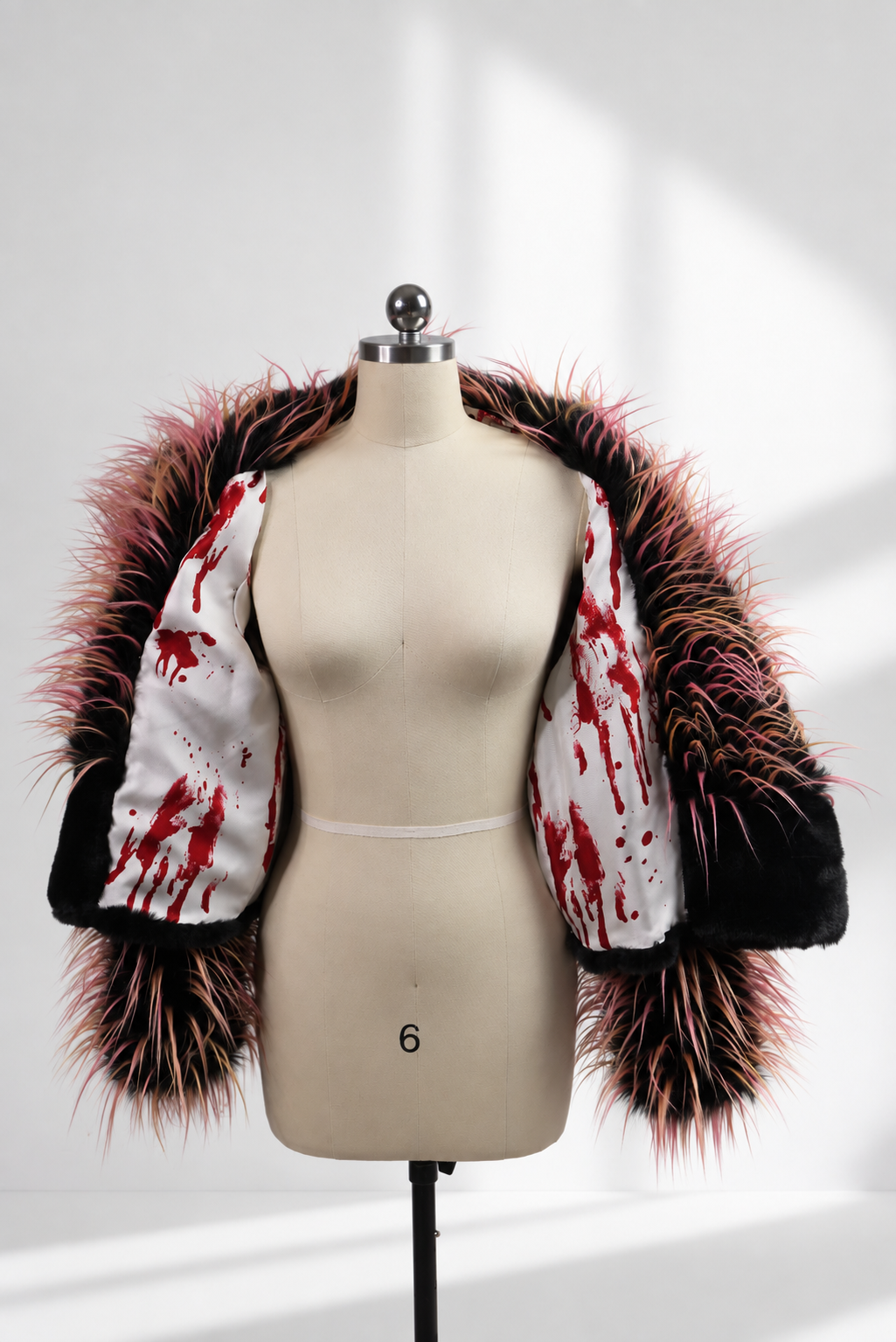 "SALUT" CROPPED SPIKY FAUX FUR COAT