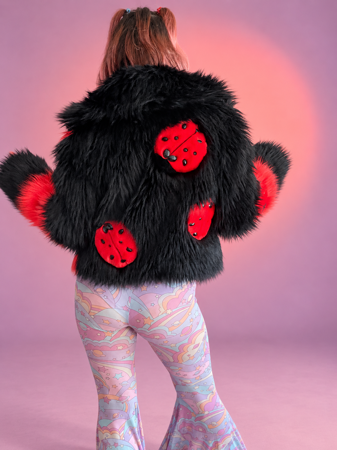 "LADY BUG "CROPPED FAUX FUR COAT