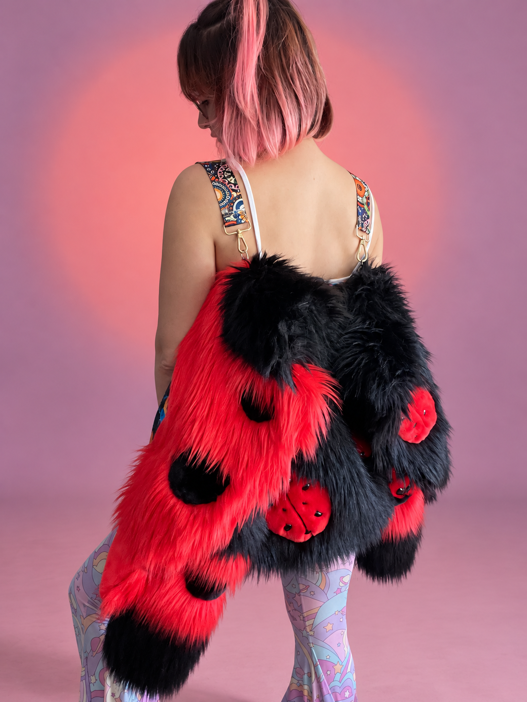 "LADY BUG "CROPPED FAUX FUR COAT