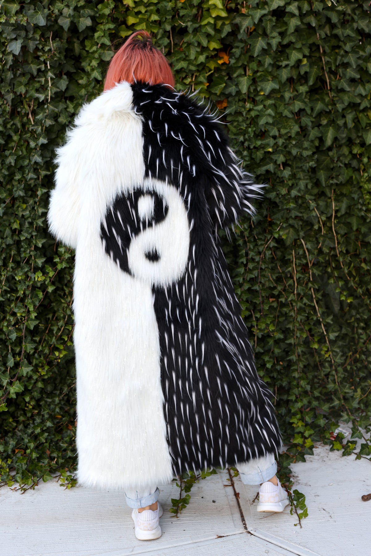 "YIN & YANG" LONG FAUX FUR COAT