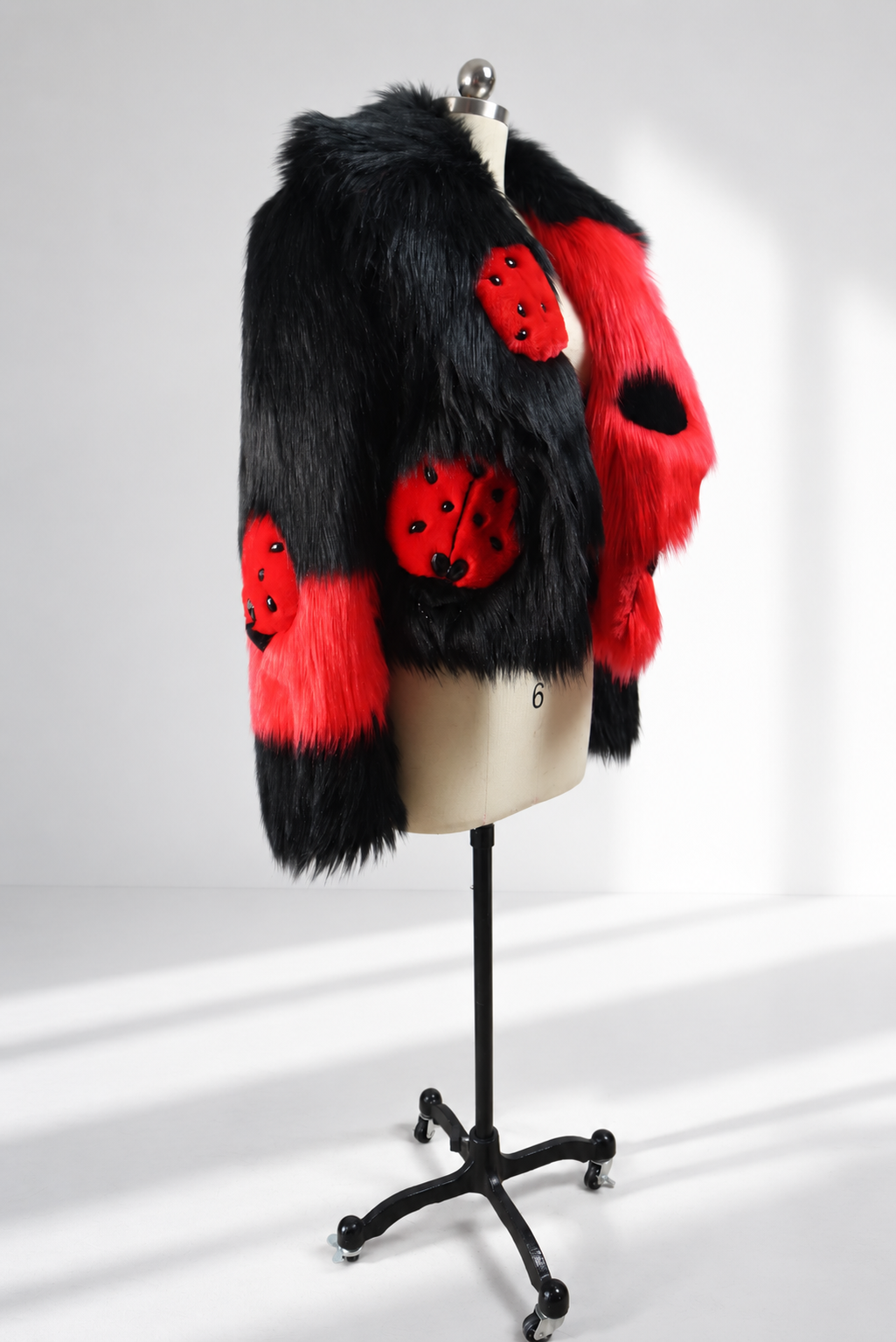 "LADY BUG "CROPPED FAUX FUR COAT
